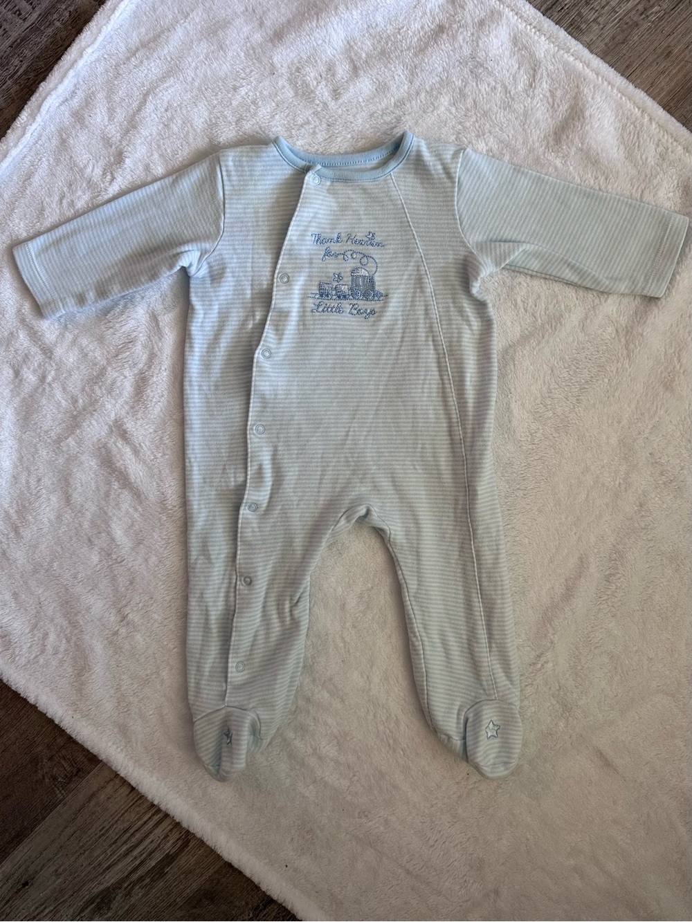 Little Me Light Blue Striped Footed One-Piece